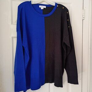 GEOMETRIC Blue and Black Liz Claiborne Sweater Size 2XL
